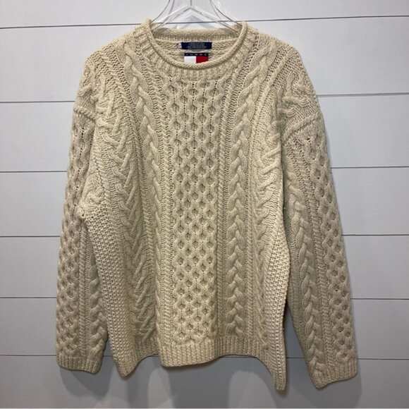 Tommy Hilfiger Shetland Wool Fisherman’s Sweater Mens Size Large - Picture 1 of 6
